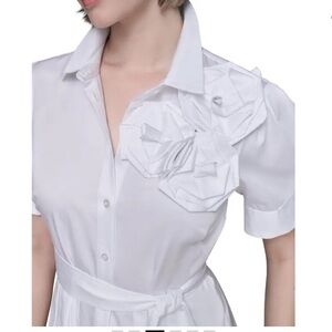 NWT Karl Lagerfeld Flower Corsage White Midi Dress